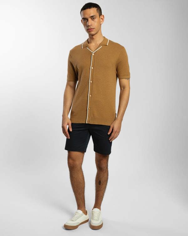 Steel & Jelly Knitted Short Sleeve Shirt With Contrast Tipping