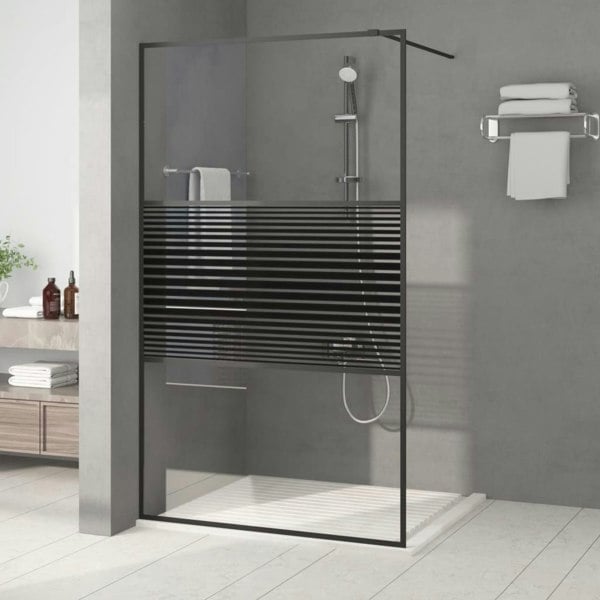 Berkfield Walk-in Shower Wall Black 115x195 cm Clear ESG Glass