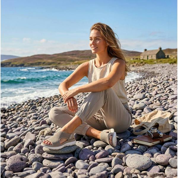 Skechers Skechers SUMMITS SANDAL - SWEETLY EVOL Womens Cross Strap Sandals Taupe