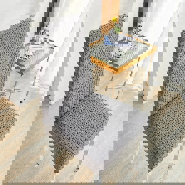 Anyseat Chair Cover Dark Grey Wavey Lines Design with Elastic Material for Dining Room Kitchen Wedding Hotel Banquet Restaurant