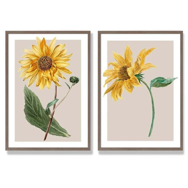 Sage Green Geometric Pineapple Fruit Set of 2 Art Prints with Walnut Frame