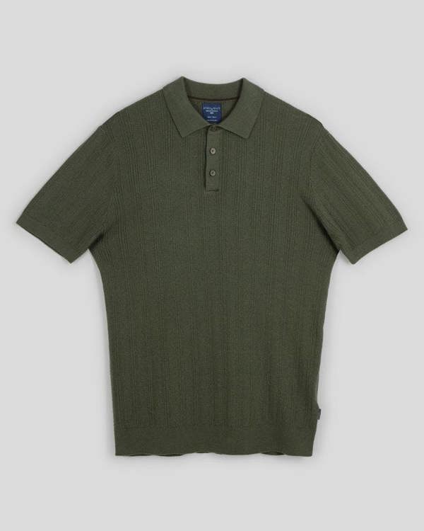 Steel & Jelly Textured Stripe Short Sleeve Polo Shirt