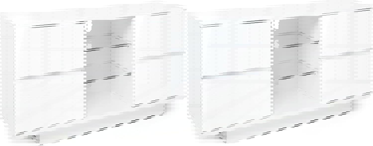 Homeology Avitus Premium High Gloss White with 4-White Drawers and 3-Shelf 32"-65" LED/OLED/LCD TV Cabinet