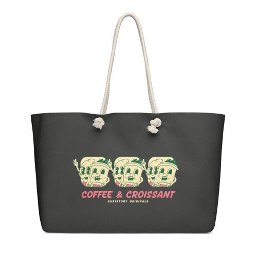 Anchor & Crew GUSTATORY Originals Coffee & Croissant Oversized Weekender Tote Bag