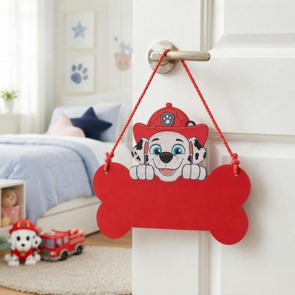 Widdop & Co Paw Patrol Marshall Wooden Hanging Plaque Red