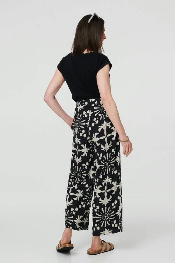 Black | Printed High Waist Straight Fit Trousers