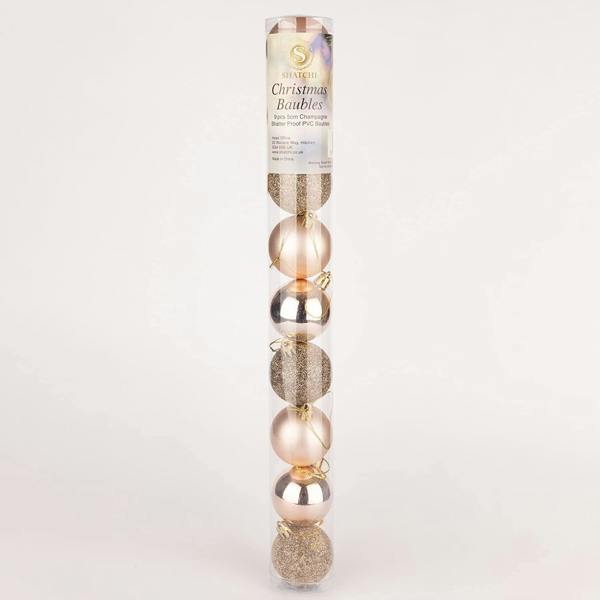 Shatchi Shatterproof Champagne Gold Christmas Baubles, 5cm Tree Decorations in 9 or 18 Pack Sizes