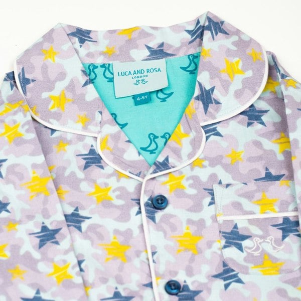 Luca and Rosa Shining Stars Print Boys Button Up Pyjamas