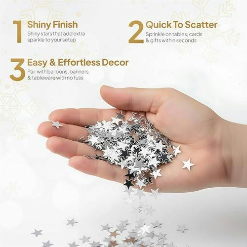 14g Silver Star Confetti Table Scatter for Birthday Parties, Weddings and Festive Displays image 7