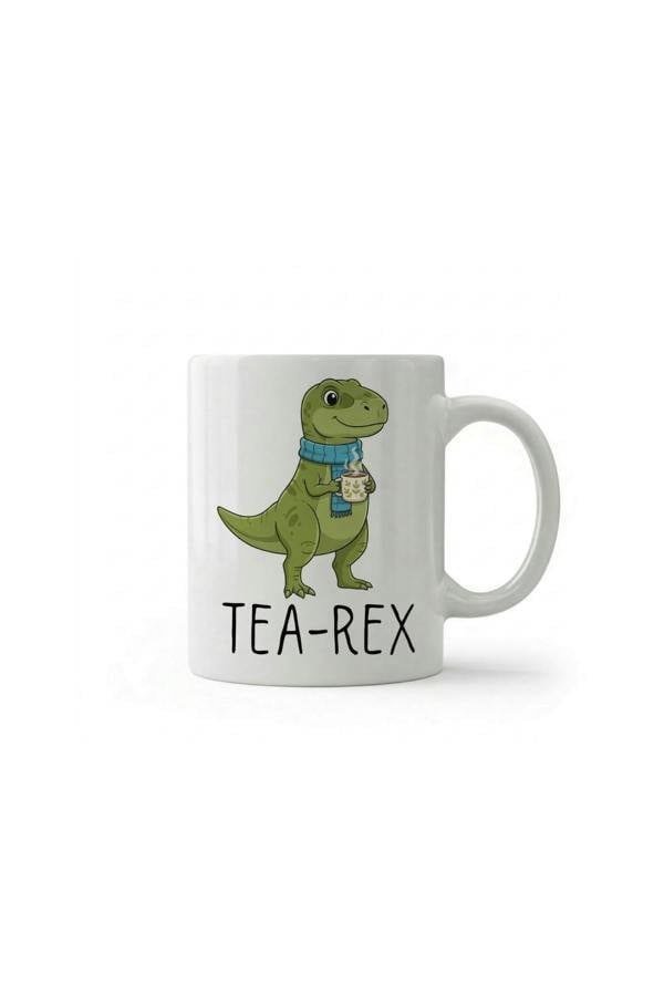 Dyzi Quote Ceramic Coffee Mug White Dinosaur Fun Design