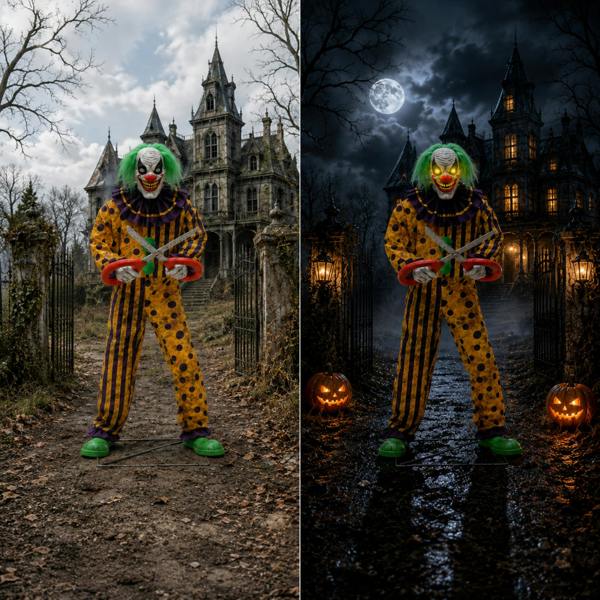 Samuel Alexander 6ft Tall Animated Snippers The Clown Halloween Prop Decoration with LED Eyes