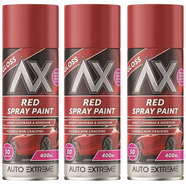 Auto Extreme 3X Auto Extreme Red Gloss Spray Paint 400ml