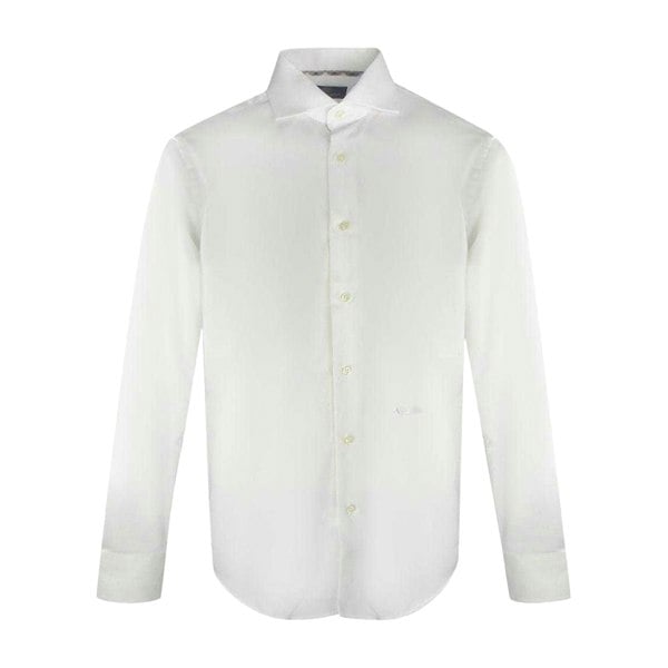 Aquascutum Mens Embroidered Logo Long-Sleeved Shirt - White