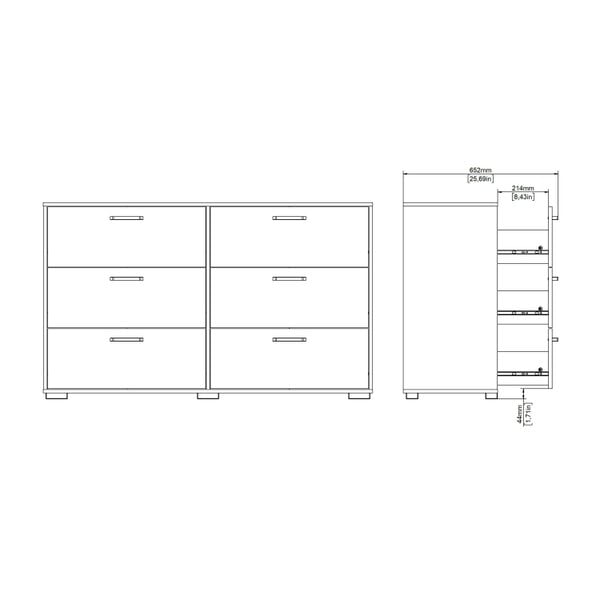 Wyld Haus Stuttgart Gloss White Chest of 6 Drawers