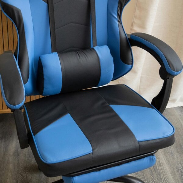 Samuel Alexander Ergonomic Gaming Chair with Footrest and Removable Pillows in Blue