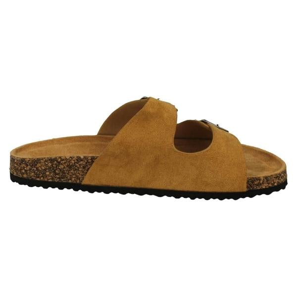 Spot On Ladies Spot On Double Buckle Detailed Mule Sandals F00412