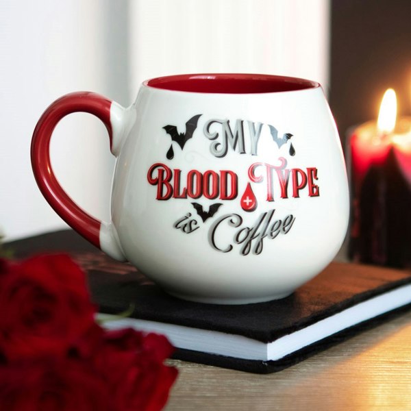 Something Different My Blood Type is Coffee Rounded Mug - White/Red