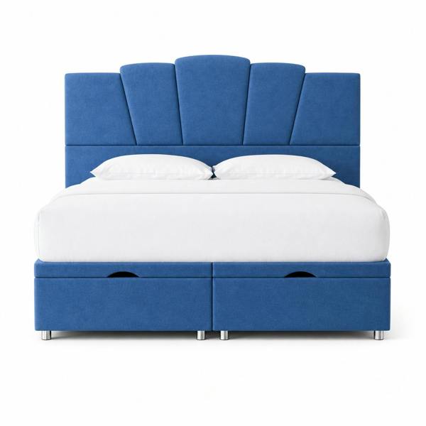 Great British Beds John Art Deco Divan Ottoman Bed - Blue Plush