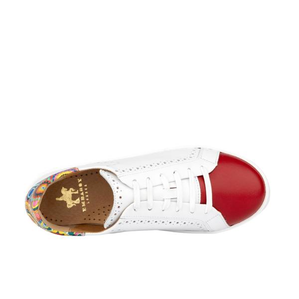Embassy London Serena - Red & Signature Print - Women’s Leather Trainer with Brogue Details
