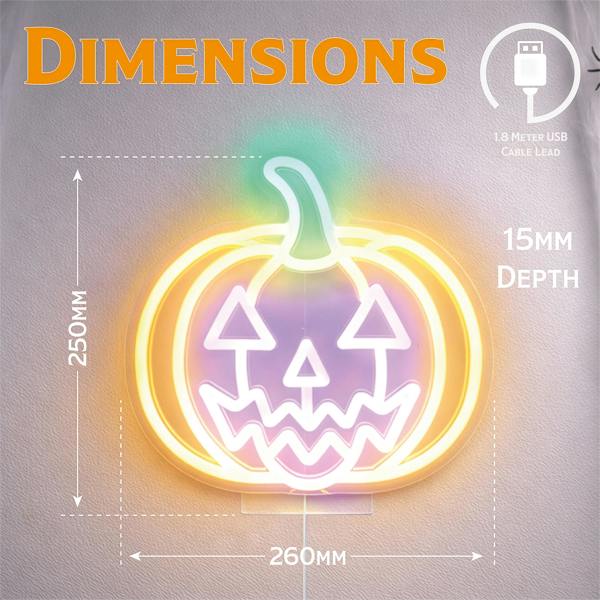 Fxlab Halloween Pumpkin Silhouette Neon Light Indoor USB Decoration 26.1x24.8cm