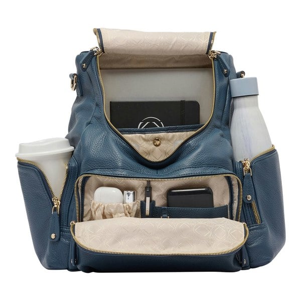 KeriKit England Amber Leather Backpack - Denim Blue