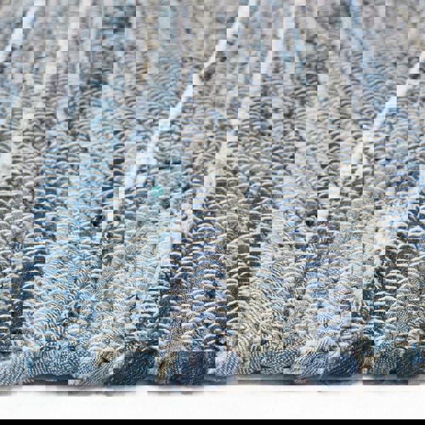 HOMESCAPES Blue Denim Handwoven Striped Chindi Rug