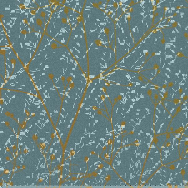 Clarissa Hulse Gypsophila Airforce Wallpaper | Blue & Soft Gold