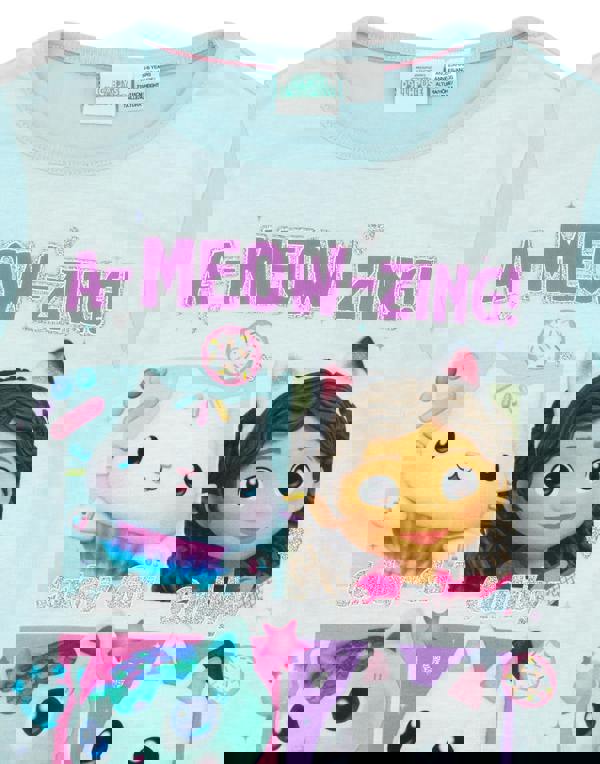 Gabby's Dollhouse Girls Blue A-Meow-Zing! Text And Characters Short Sleeve Short Leg Pyjama Set