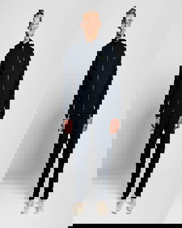 Lyle & Scott Pique Mens Full Zip Sweatshirt - Z271 Dark Navy | CHO | Designer Mens Full Zip Sweatshirts