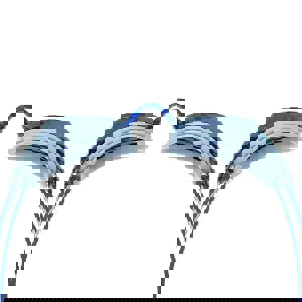 Speedo Vanquisher 3.0 mirrored swim goggle in blue and gray with adjustable straps