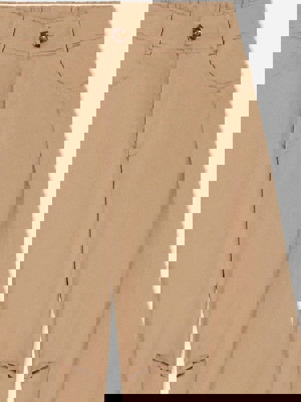 Fendi Girls Gabardine Wide Leg Trousers in Beige