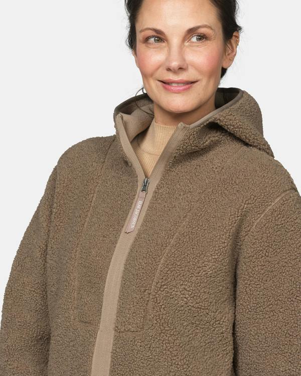 Ilse Jacobsen Bonded Pile Womens Hooded Jacket - Greige 105