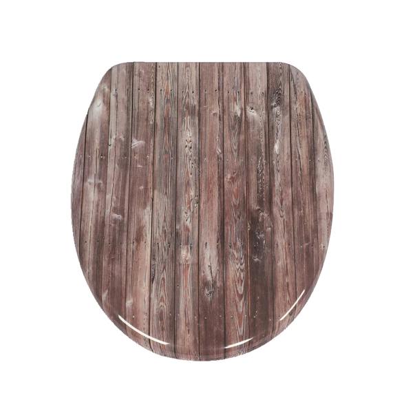 RTS Wood Plank Thermoplastic Top Fix Soft Close Quick Release Toilet Seat - Brown