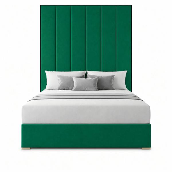 Great British Beds Serena Contrast piping Divan Bed - Green Plush