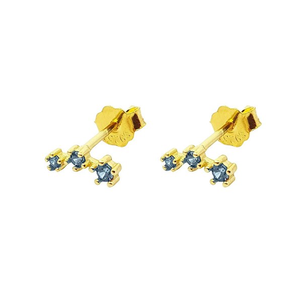 Tiny Aquamarine March Birthstone Climber Stud Earrings