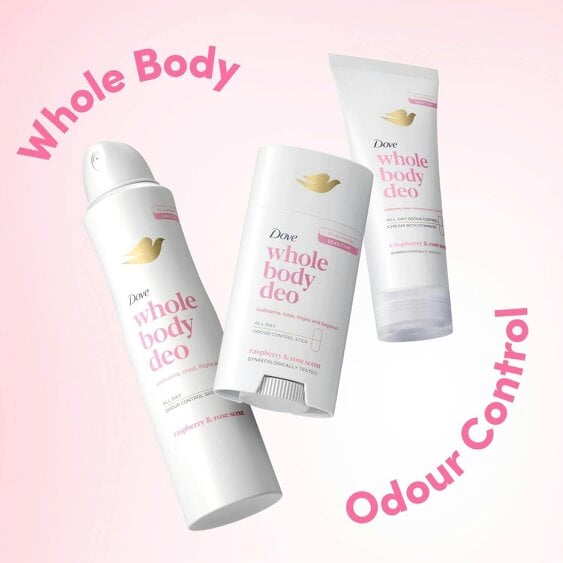 Dove Whole Body Deodorant Stick Long Lasting Fresh Raspberry & Rose, 75ml