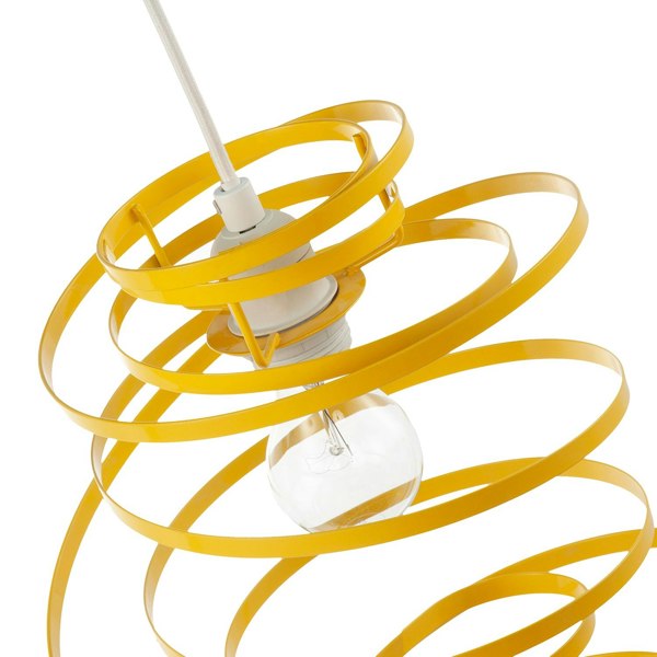 Designer Yellow Gloss Metal Double Ribbon Spiral Swirl Pendant Shade Image 5