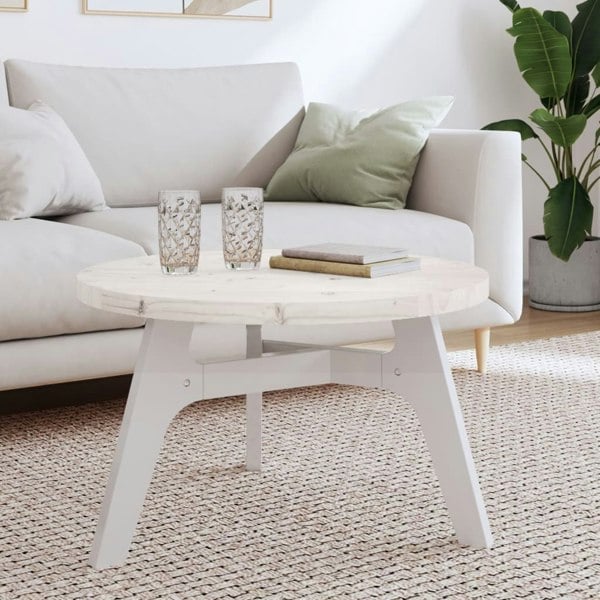 Berkfield Table Top Round White �_�”�_70x3 cm Solid Wood Pine