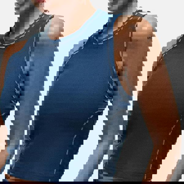 Good For Nothing Navy Stitch Detail Cropped Vest Top - Navy Image 3