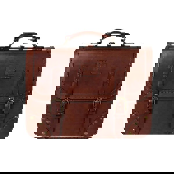 Leather Briefcase in Cuoio Dark Brown
