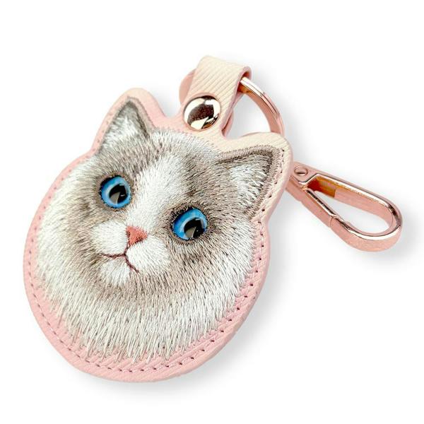 Nimmy Friends Nimmy Big Eye Cute Pet Ragdoll Cat Face Airtag Keychain Pink - N-XDY-YSK-07-D