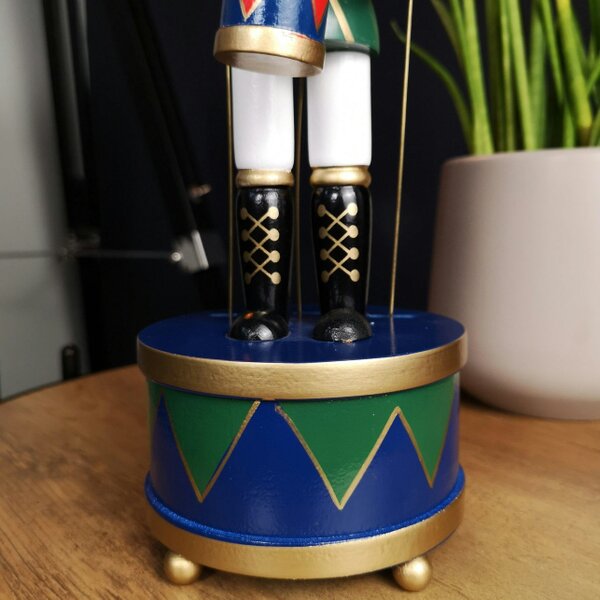 Samuel Alexander 30cm Musical Christmas Drummer Wooden Nutcracker Decoration