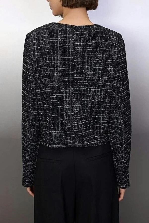 WOVCOR Tweed Button-Down Regular Knit Jacket