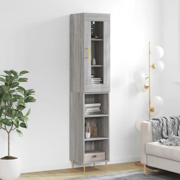 Berkfield Highboard Grey Sonoma 34.5x34x180 cm Engineered Wood