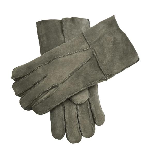 Unisex Suede Leather Shearling Wool Lined Thermal Gloves - Grey - Infinity Leather - 9