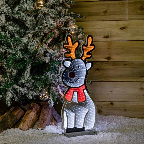 Samuel Alexander 60cm Infinity Standing Christmas Reindeer with Metal Base, White and Red LEDs