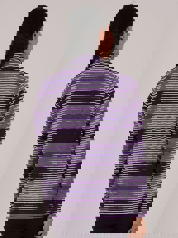 PennyPlain Striped Zip Funnel Neck- Mulberry