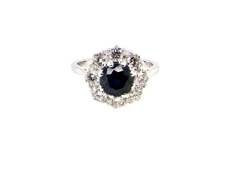 sapphire and diamond cluster ring