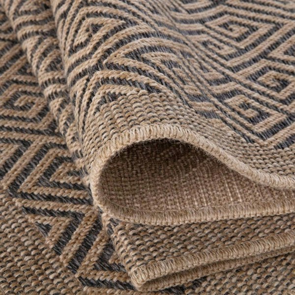Nature Outdoor Rug Dark Grey jute-look designs and soft, non-shedding texture, moisture and UV protected.
