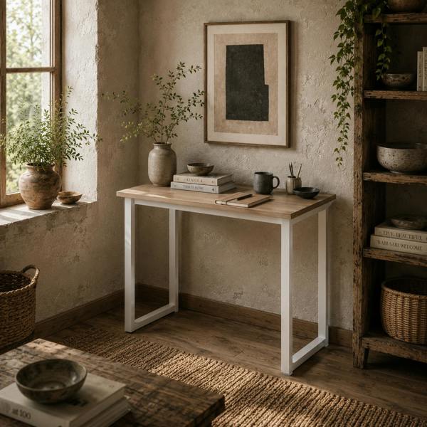 Wyld Haus Raha 100cm White Metal Frame Writing Desk